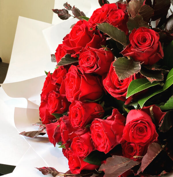 Drown Long Roses 24 Long Stem Roses with Foliage $385 – Floristrie – Flowers Ascot