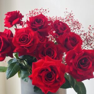 Ruffle Roses 12 x 60 cm Reflexed Red Roses Transitional flower and foliage $275